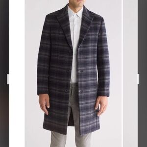 Theory Monroe Plaid Wool Coat in Baltic Multi Size M